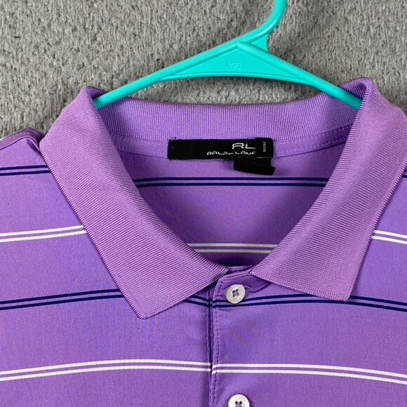 RLX Ralph Lauren Performance Golf Polo Shirt Men's XL Purple Striped Causal - Picture 3 of 9
